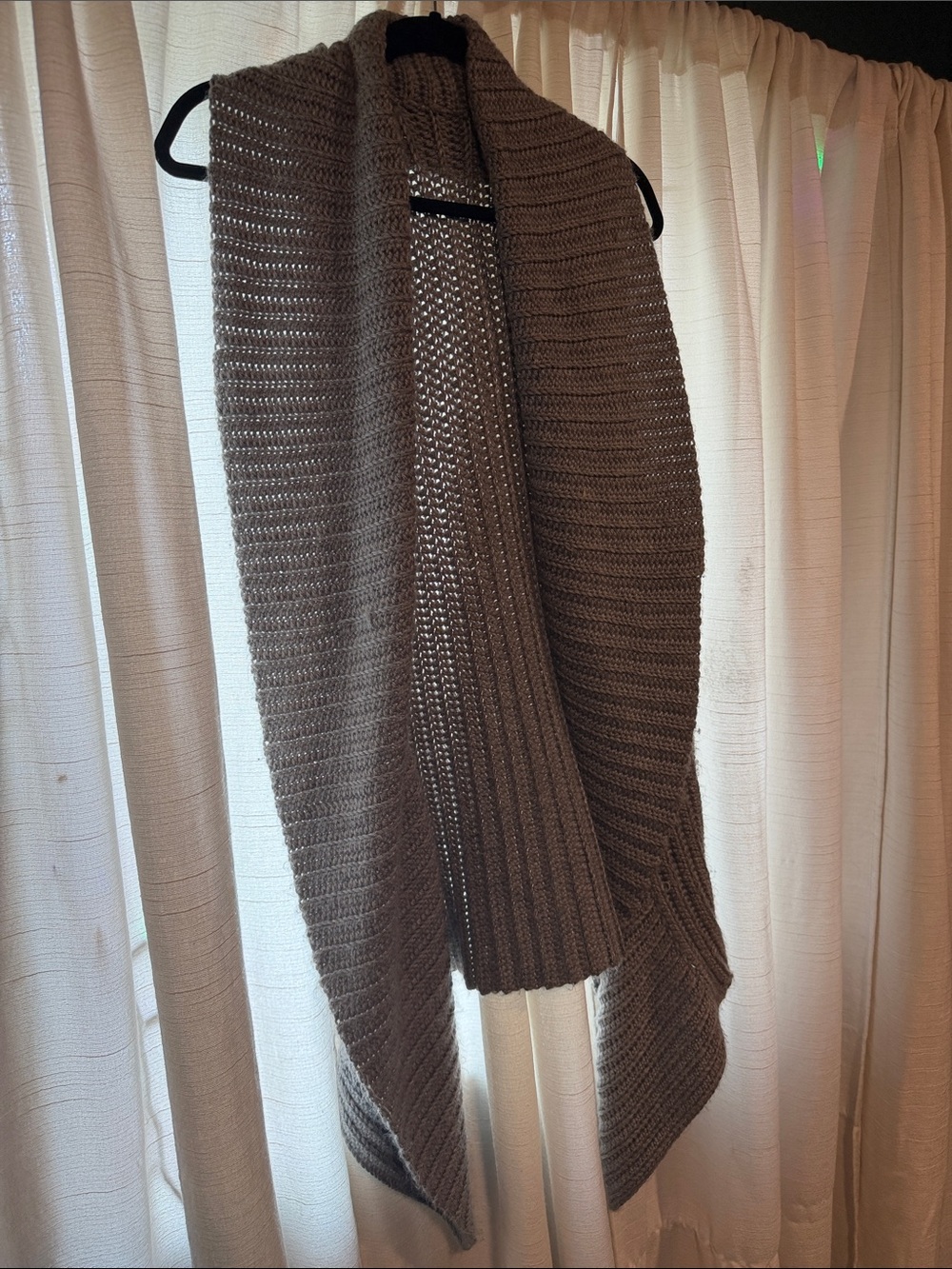Open-Front Knit Vest - Taupe Sleeveless Drape